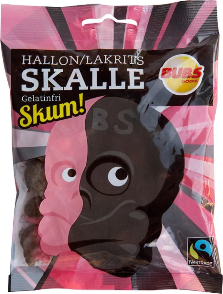 Bubs Raspberry Salty Licorice Squishy Skulls (90g)