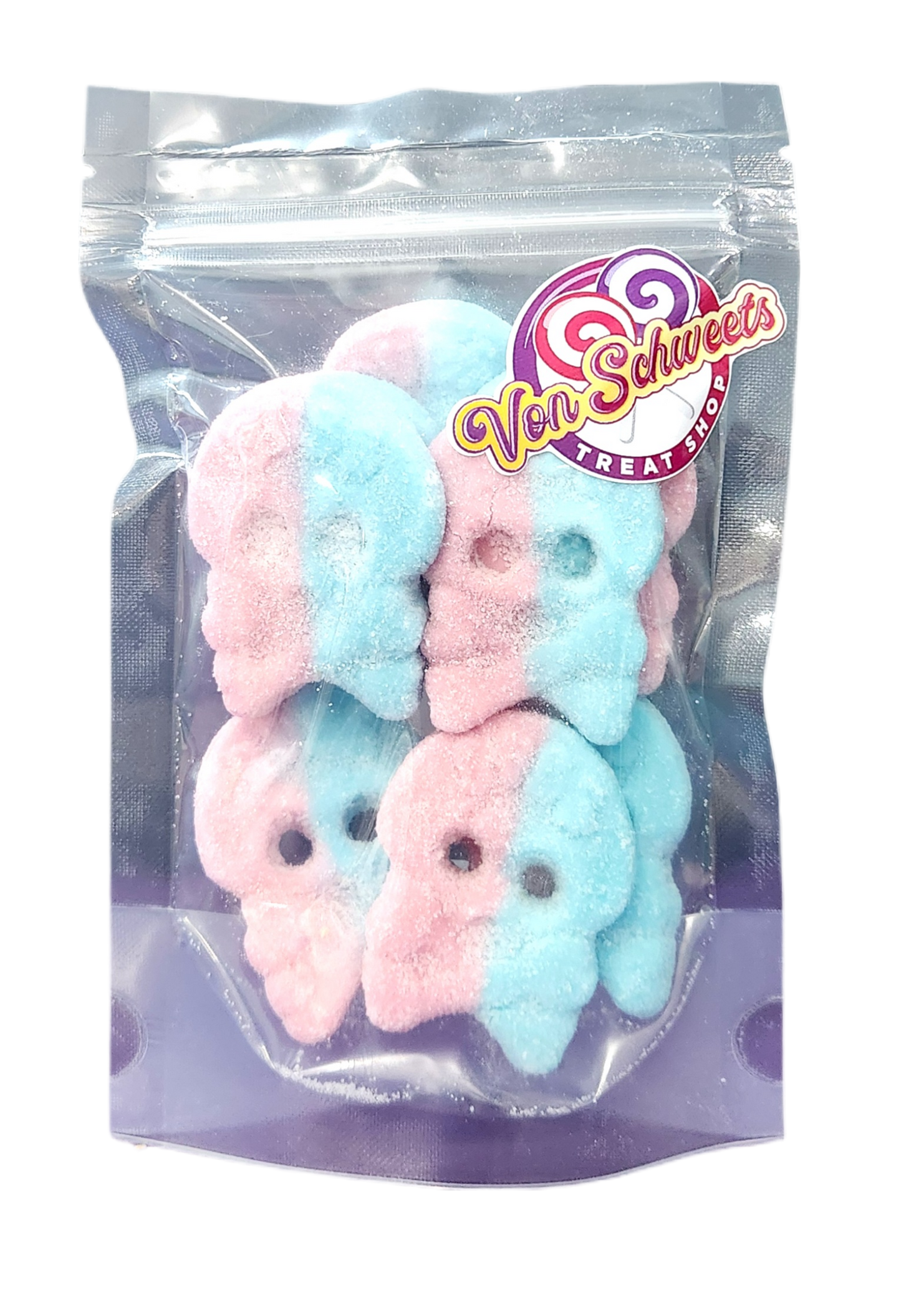 Bubs Giant Dizzy Bubble Gum Sour Squishy Skulls (100g)