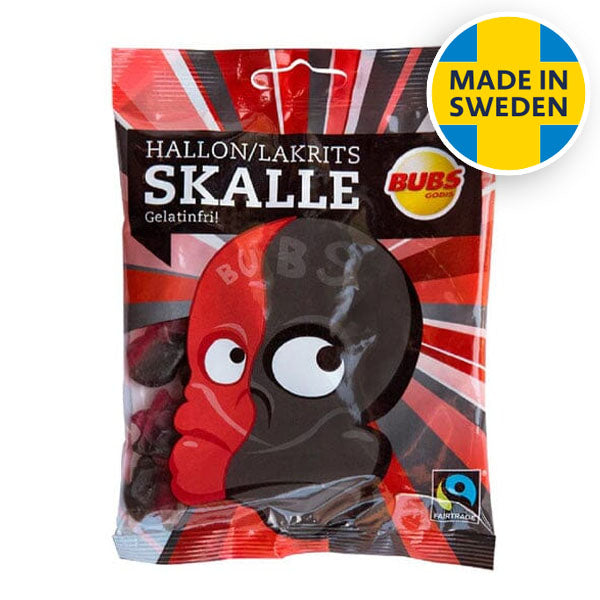 Bubs Raspberry Salty Licorice Gummi Skulls (90g)