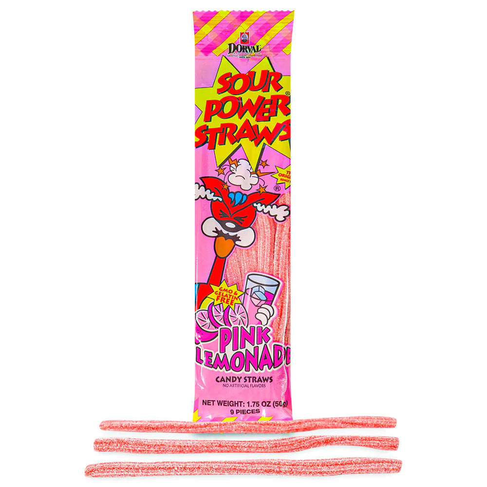 Sour Power Straws Pink Lemonade (50g)