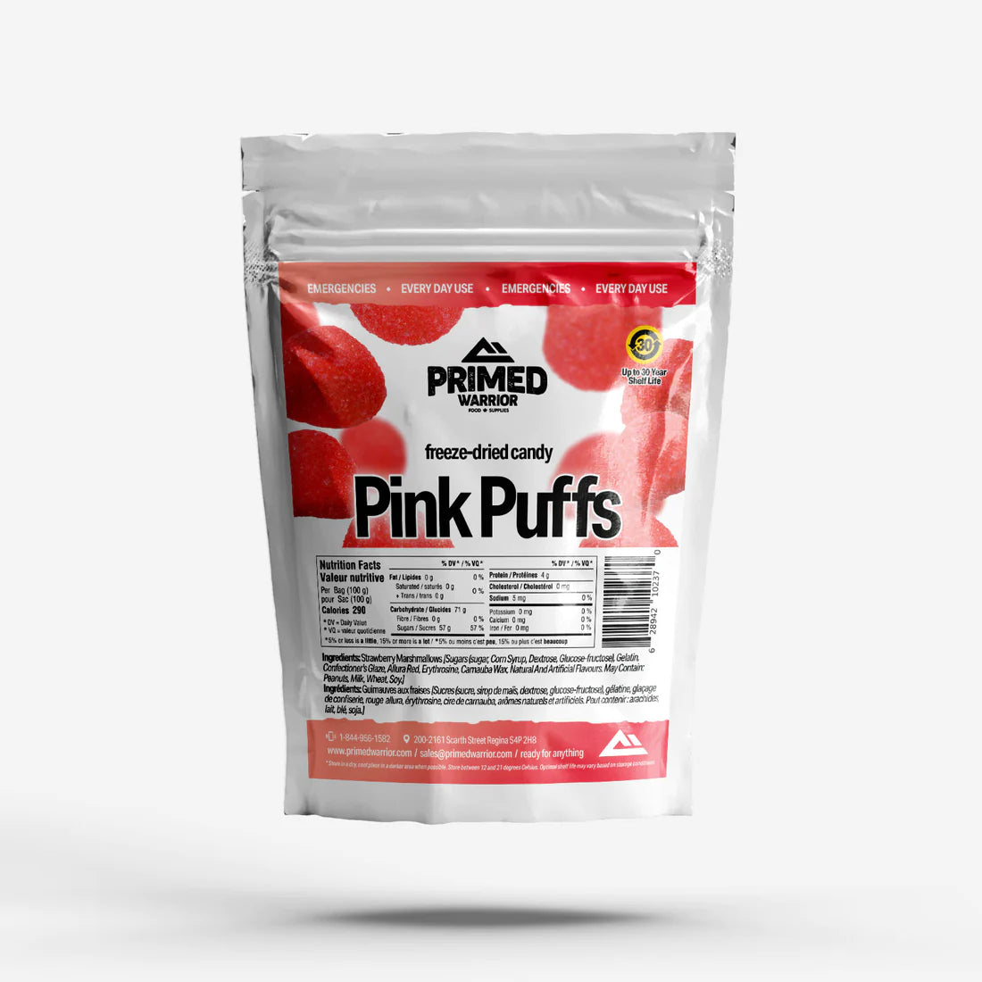 Primed Warrior Freeze Dried Pink Puffs (100g)