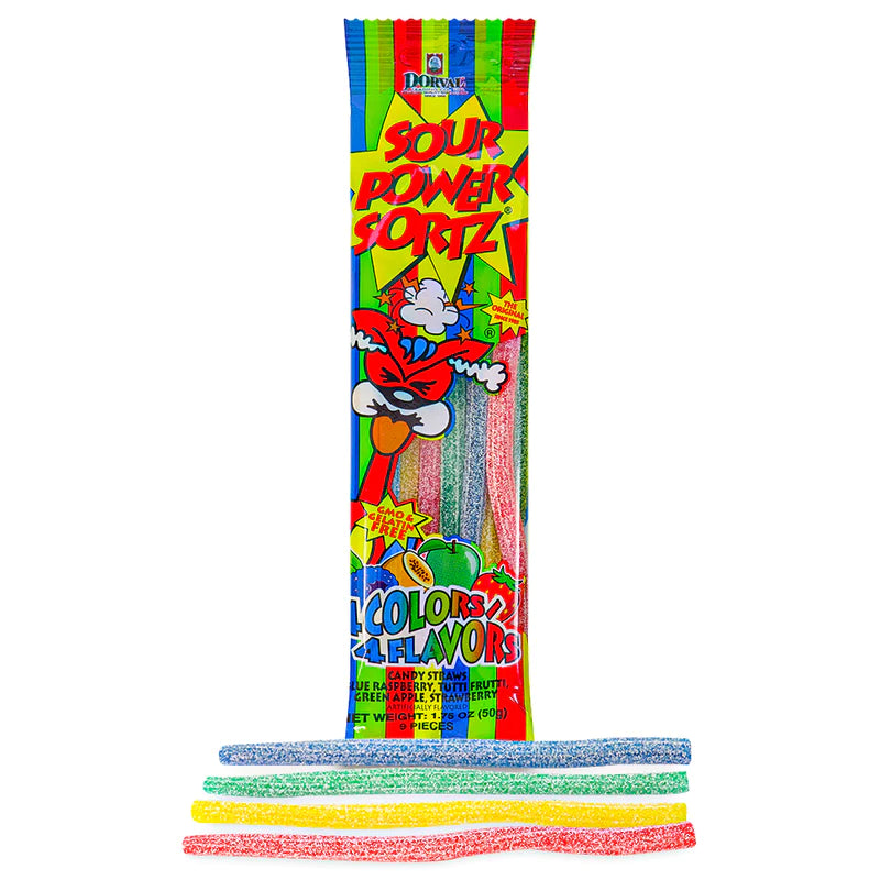 Sour Power Rainbow Candy Straws (50g)
